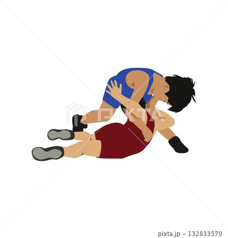 レスリング選手の攻防戦　フラットイラスト 132833570