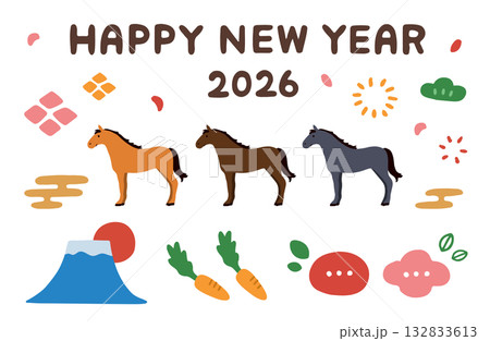 2026年お正月イラスト素材セット 132833613