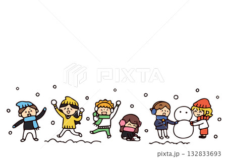 雪と子供のイラスト 132833693