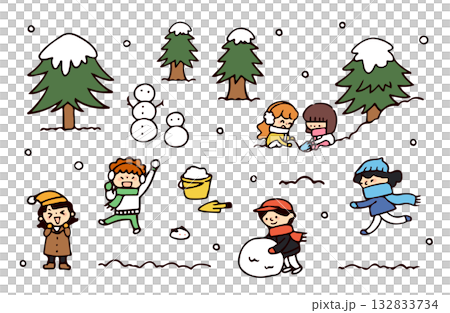 雪と子供のイラスト 132833734