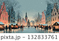 雪降るクリスマスマーケットの風景 132833761