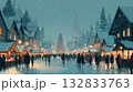 雪降るクリスマスマーケットの風景 132833763