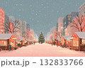 雪降るクリスマスマーケットの風景 132833766
