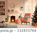 暖炉のあるクリスマスの部屋 132833768