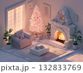 暖炉のあるクリスマスの部屋 132833769