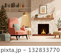 暖炉のあるクリスマスの部屋 132833770