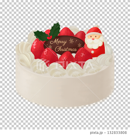Strawberry Christmas cake illustration 132833808