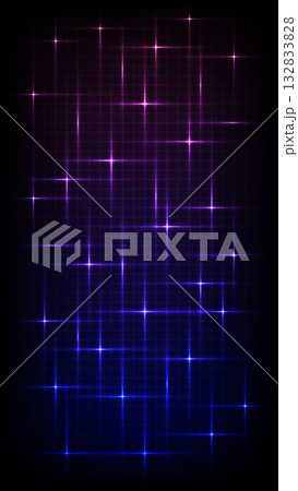 Futuristic Neon Grid Background with Star Flares, Abstract Digital Technology, Purple and Blue Gradient Light Effect Futuristic Neon Grid Background with Star Flares, Abstract Digital Technology, Purple and Blue Gradient Light Effect 132833828