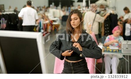 Fashion Showcase An Exciting Model Fitting with Trendy Styles and Chic Outfits Galore 132833912