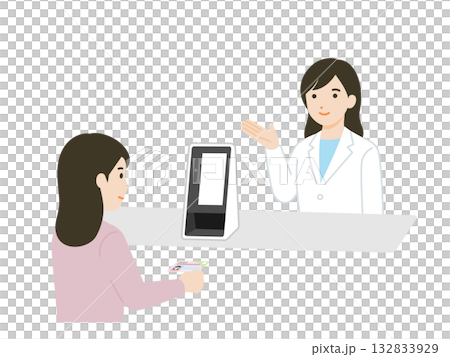 藥劑師向顧客展示如何領取個人編號卡和健康保險卡。 132833929