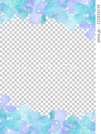 水彩の青紫の花のフレームイラスト 132834238