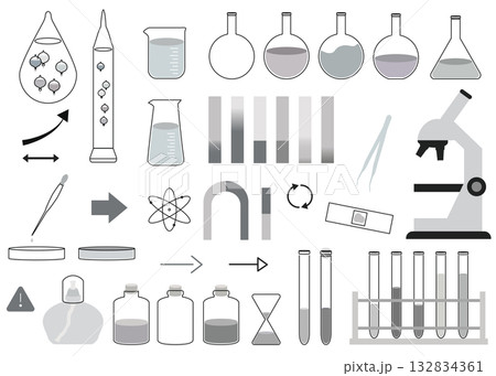 科学モチーフのイラストセット 試験管 リトマス紙 磁石 ガリレオ温度計 顕微鏡 科学モチーフのイラストセット 試験管 リトマス紙 磁石 ガリレオ温度計 顕微鏡 132834361