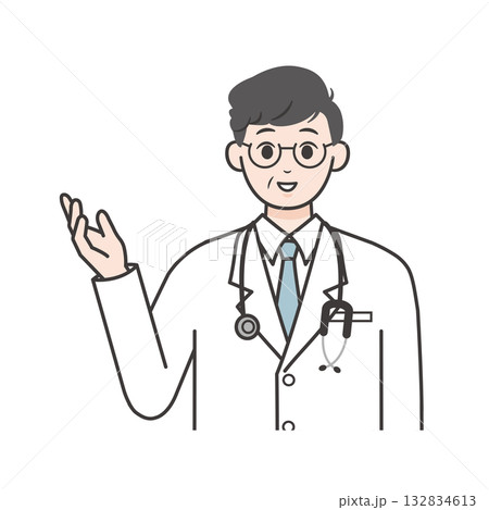 笑顔で案内する男性医師のイラスト 132834613
