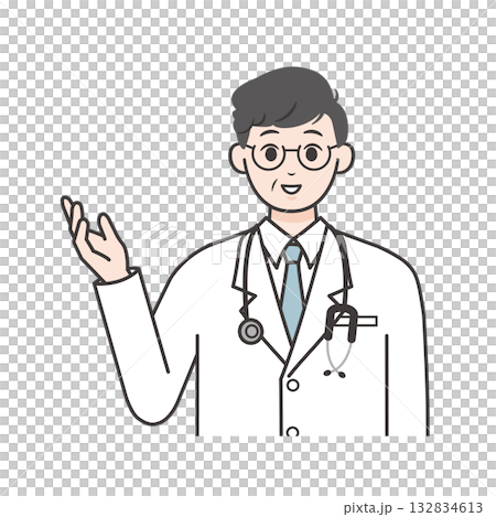 笑顔で案内する男性医師のイラスト 132834613
