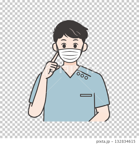 Illustration of a male nurse asking a patient to wear a mask Illustration of a male nurse asking a patient to wear a mask 132834615