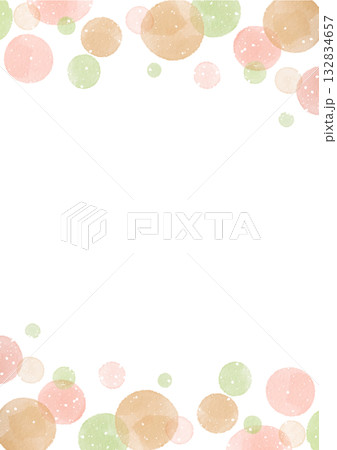 水彩の丸が並ぶ春のフレーム背景イラスト 132834657