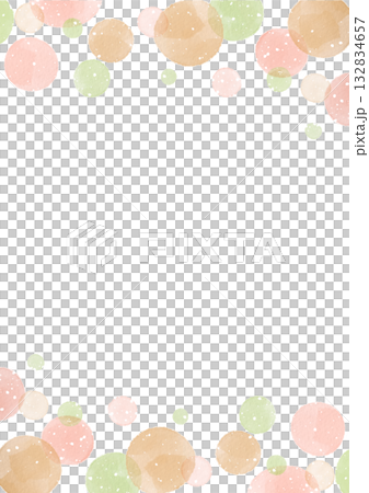 水彩の丸が並ぶ春のフレーム背景イラスト 132834657