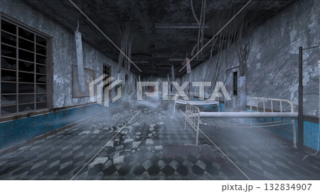 廃墟の荒れた室内 132834907