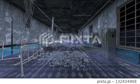 廃墟の荒れた室内 132834908