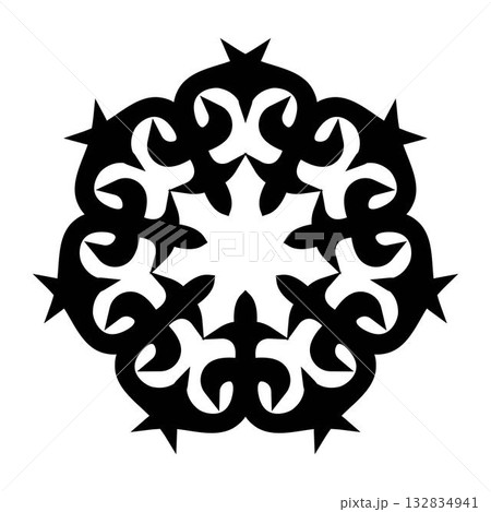 Black and white Ethnic tribal decorative element. Vector illustration. Snowflake 132834941