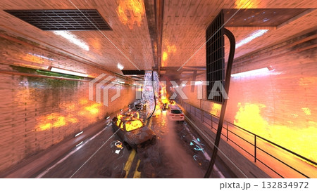 車両火災現場 132834972