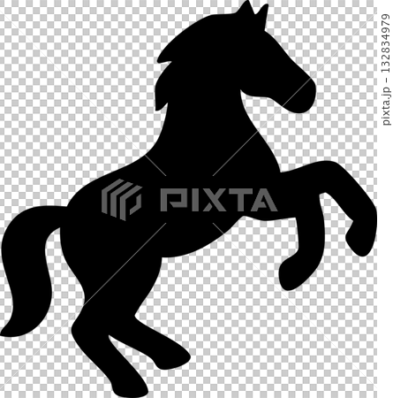 可愛的馬剪影，向量圖 132834979