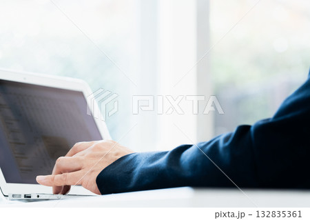 ノートパソコンで仕事をするビジネスマン ノートパソコンで仕事をするビジネスマン 132835361