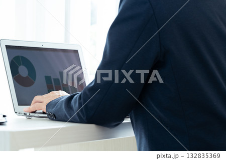 ノートパソコンで仕事をするビジネスマン 132835369
