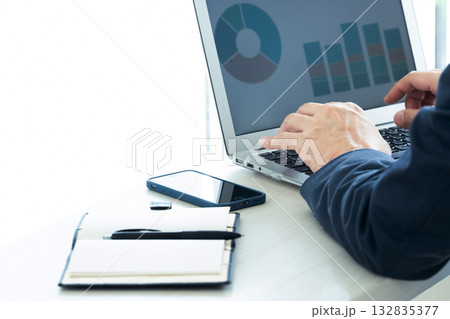 ノートパソコンで仕事をするビジネスマン 132835377