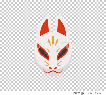 狐狸面具,平面插圖 狐狸面具,平面插圖 132835379