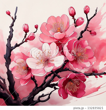 日本画 梅 日本画 梅 132835821