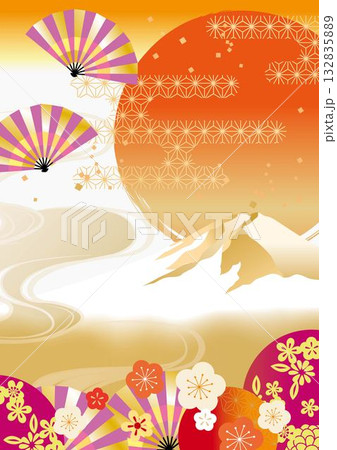 年賀素材美しい和柄背景素材 132835889