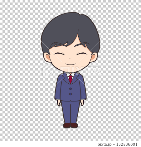 アイコン/サラリーマン/表情差分-にっこり 132836001