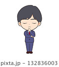 アイコン/サラリーマン/表情差分-悩む 132836003