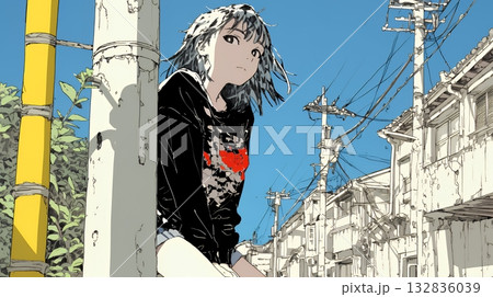 誰かを尾行している女性（ストーカー？）