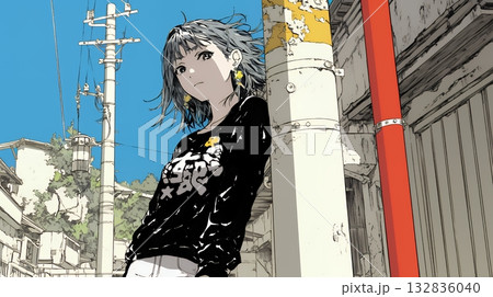 誰かを尾行している女性（ストーカー？）