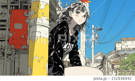 誰かを尾行している女性（ストーカー？）