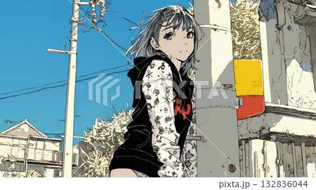 誰かを尾行している女性（ストーカー？）