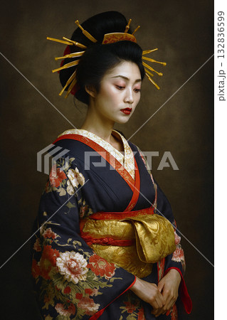 着物の女性　花魁のイメージ 132836599