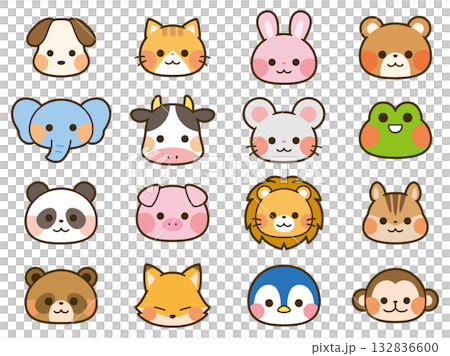 Cute animal face icon set 1 Cute animal face icon set 1 132836600
