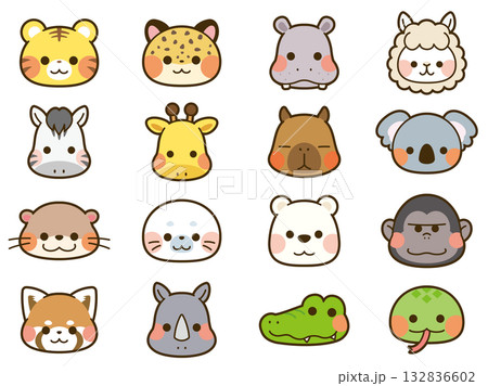 かわいい動物の顔アイコンセット3 かわいい動物の顔アイコンセット3 132836602