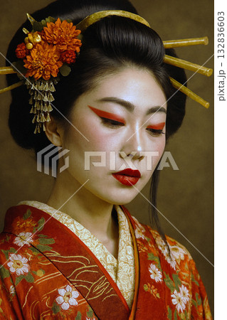 着物の女性　花魁のイメージ 132836603