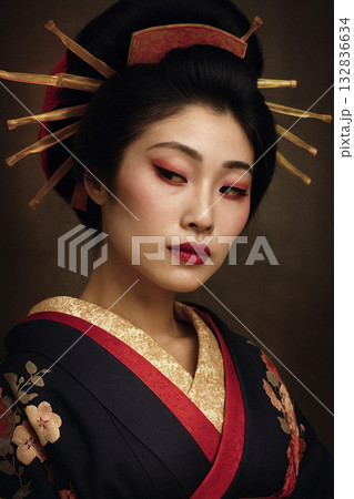 着物の女性　花魁のイメージ 132836634