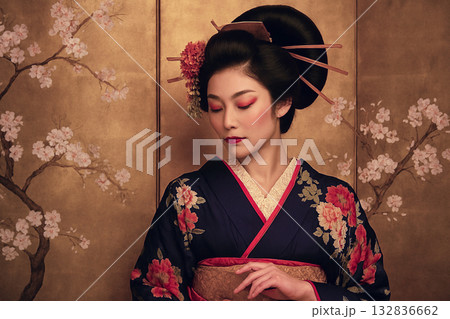 着物の女性 花魁のイメージ 着物の女性 花魁のイメージ 132836662