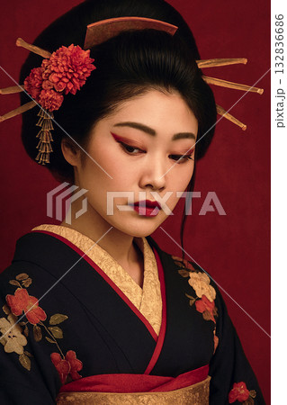 着物の女性　花魁のイメージ 132836686