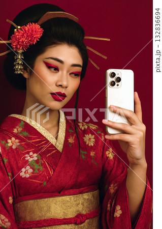 着物の女性　花魁のイメージ 132836694