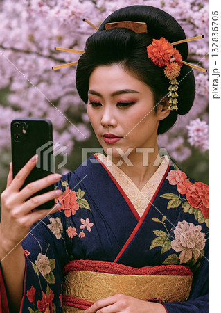 着物の女性　花魁のイメージ 132836706