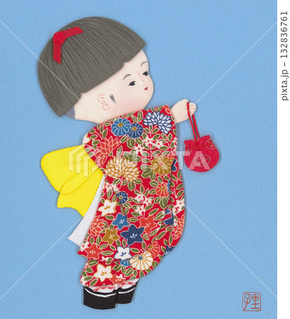 七五三 七五三の色紙 七五三 七五三の色紙 132836761