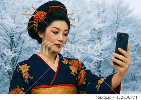 着物の女性　花魁のイメージ 132836771