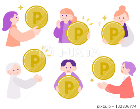 ポイントが貯まってうれしい!世代別人物セット ポイントが貯まってうれしい!世代別人物セット 132836774